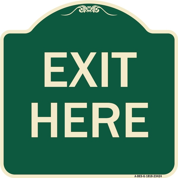 Parking Lot Exit Here Heavy-Gauge Aluminum Architectural Sign, 18" L, 18" H, G-1818-23424